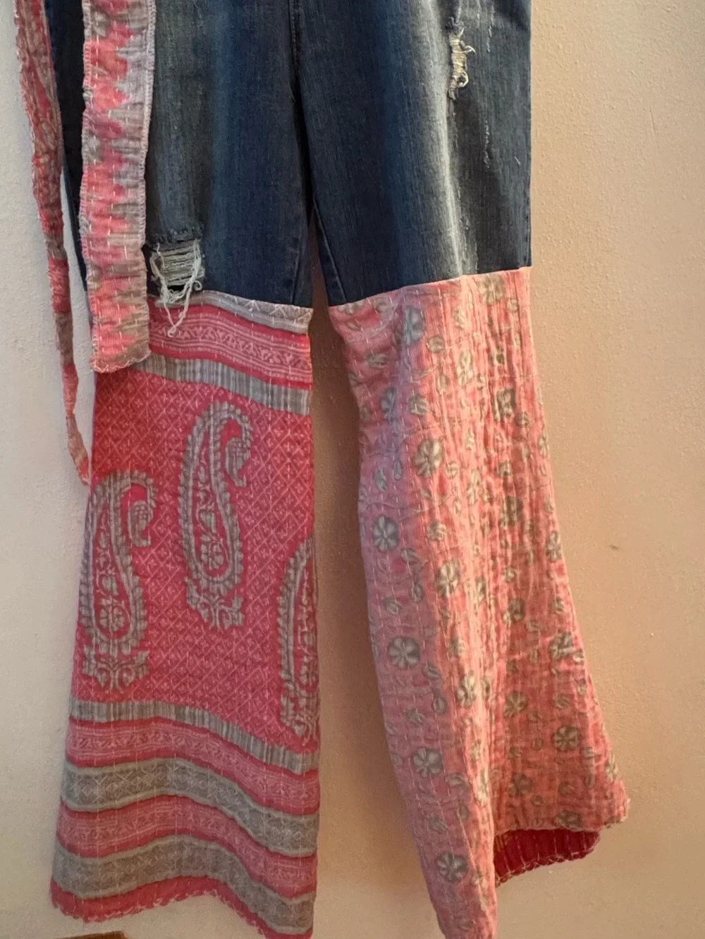 OVERALLS UPCYCLED  18.5” waist American Rag Handmade with Kantha BOHO 🌸 FESTIVAL